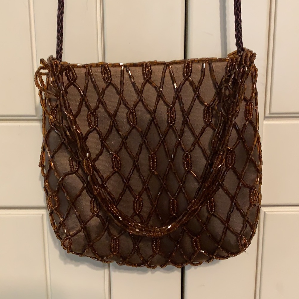 Brown Beaded Small Purse